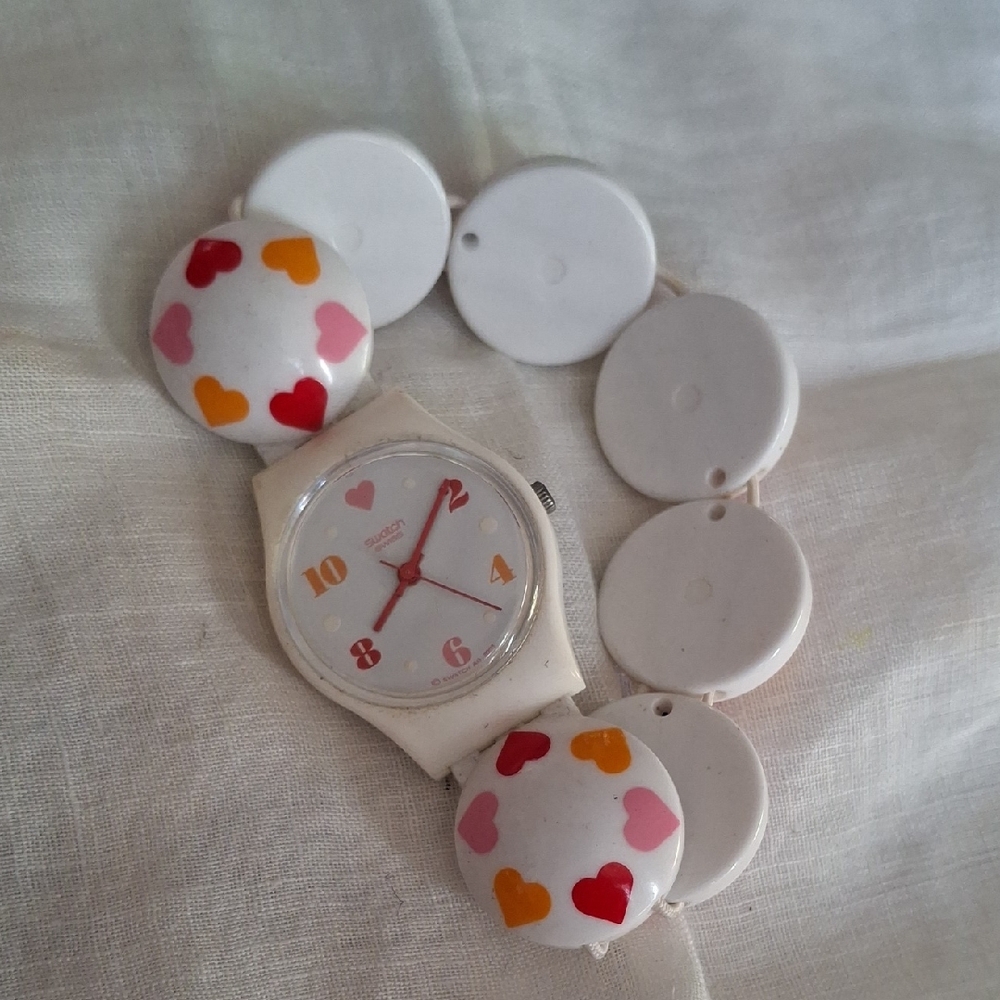 Swatch White and Multicolor Heart Smartwatch